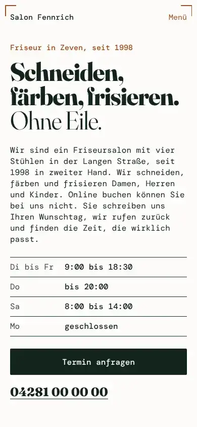 Salon Fennrich auf dem Telefon