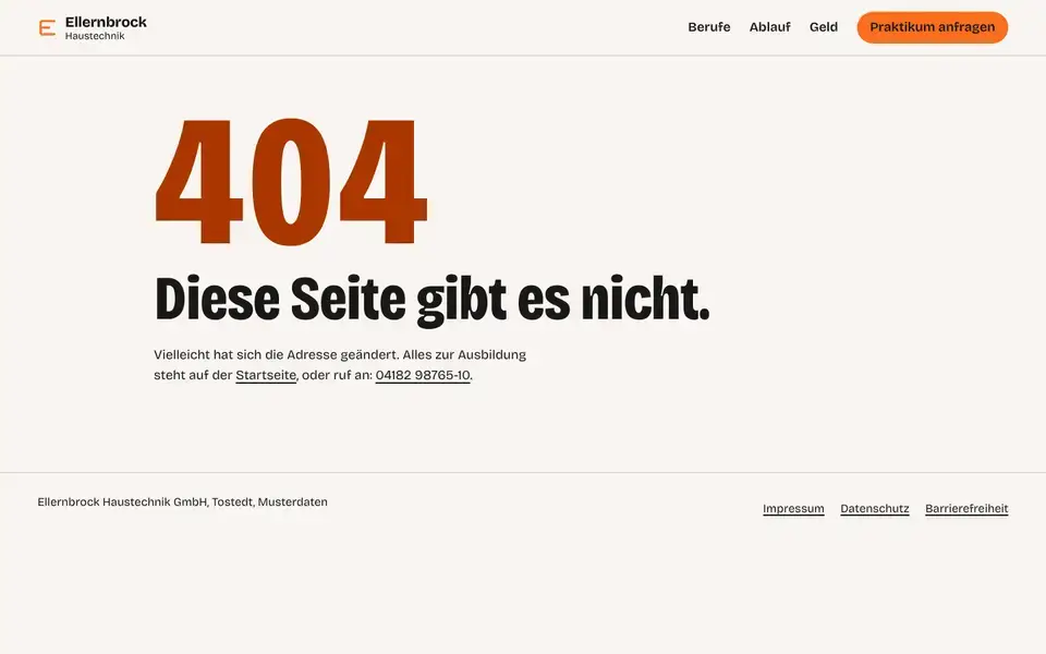 Ellernbrock, page "404", first screen