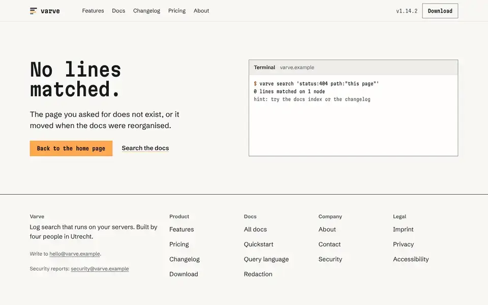 Specimen, Seite „404“, erster Bildschirm