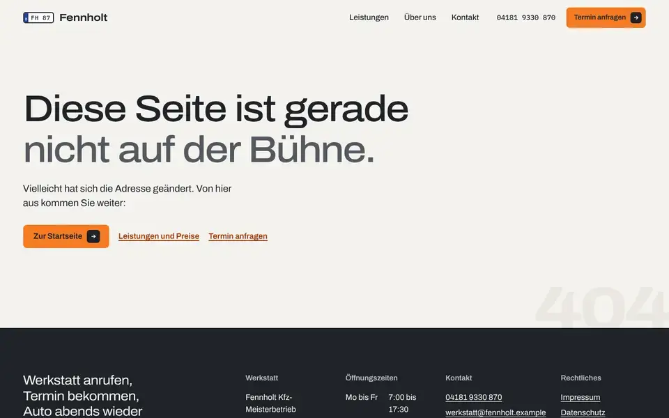 Fennholt, page "404", first screen