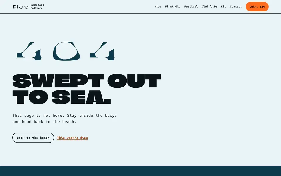 Floe, page "Not found", first screen