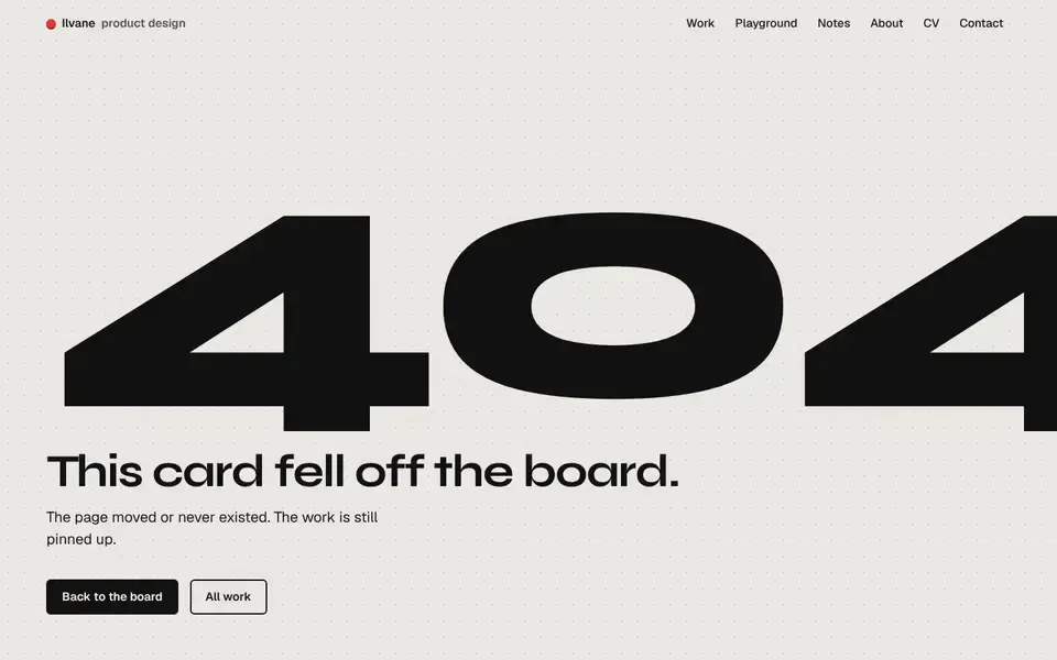 Ilvane, page "404", first screen