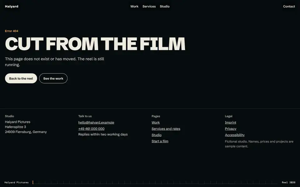 Halyard, page "404", first screen