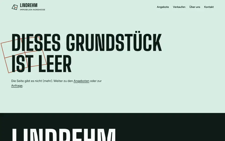 Lindrehm, page "Seite nicht gefunden", first screen