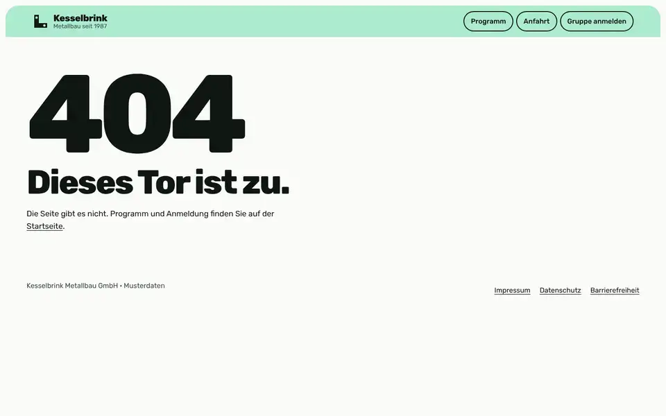 Kesselbrink, Seite „404“, erster Bildschirm