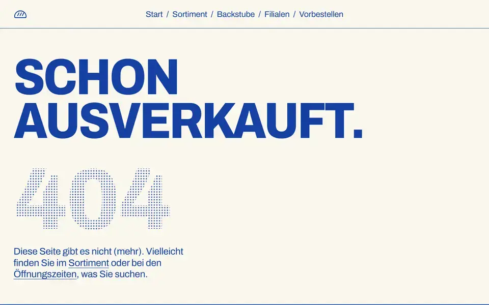 Hollerbeek, page "404", first screen