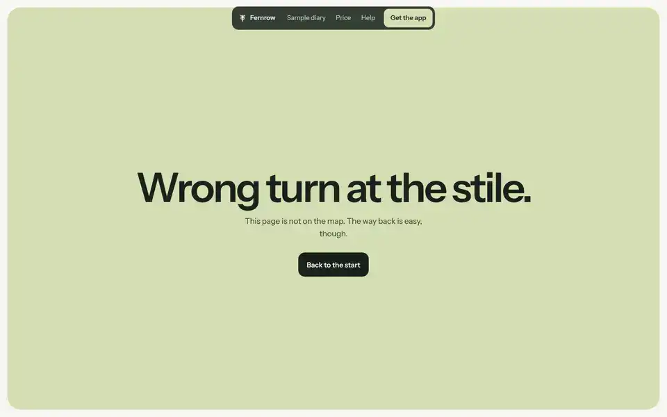 Fernrow, page "404", first screen