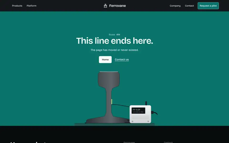 Ferrovane, page "404", first screen