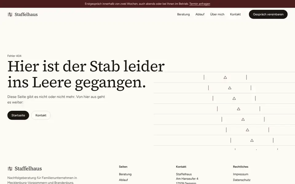 Staffelhaus, Seite „404“, erster Bildschirm