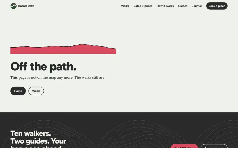 Basalt Path, page "404", first screen
