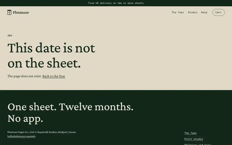 Plotmoor, page "404", first screen