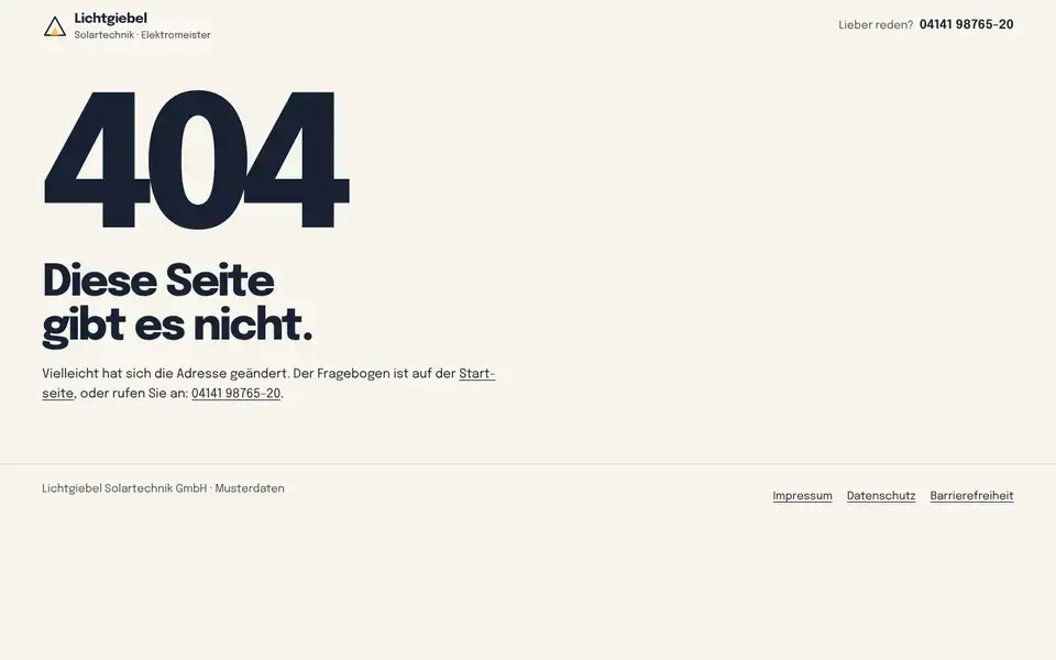 Lichtgiebel, Seite „404“, erster Bildschirm