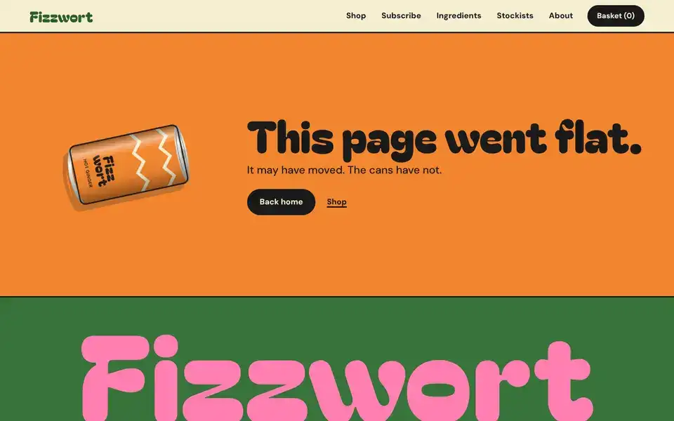 Fizzwort, page "Not found", first screen