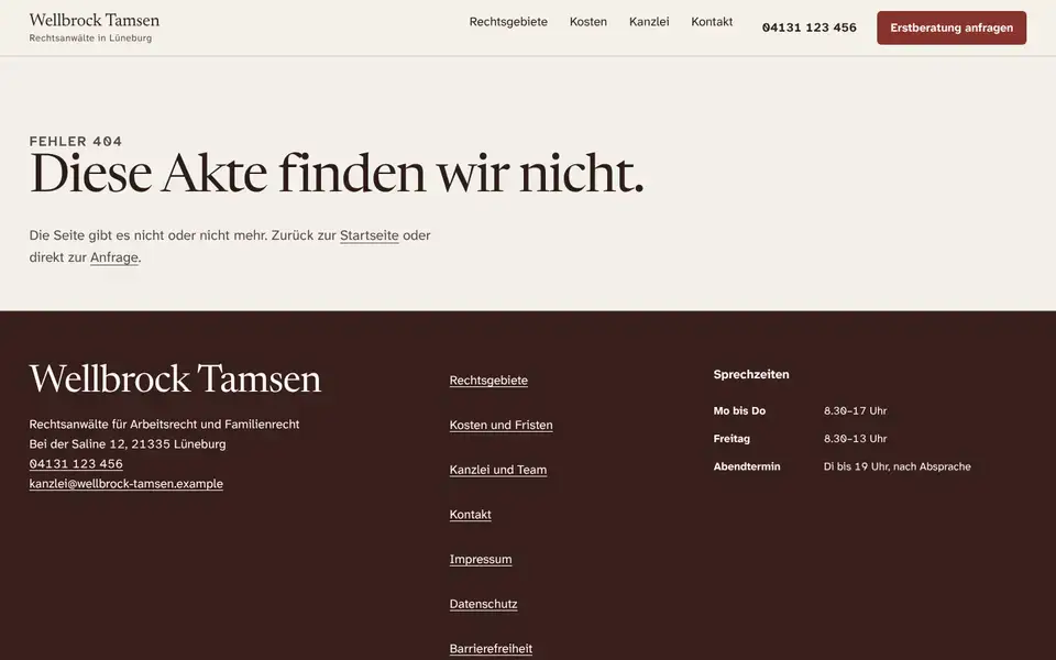 Wellbrock Tamsen, page "404", first screen