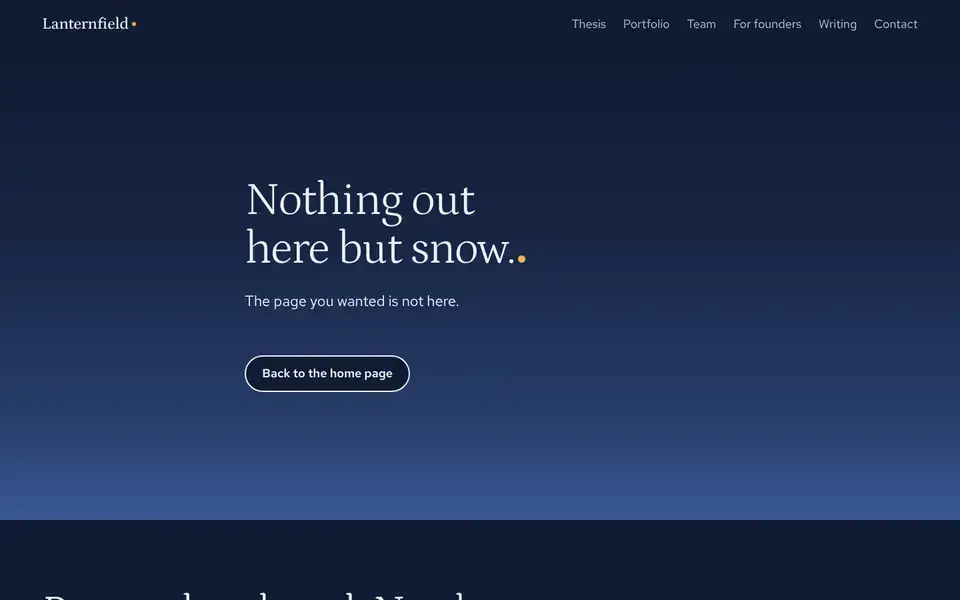 Lanternfield, page "Not found", first screen