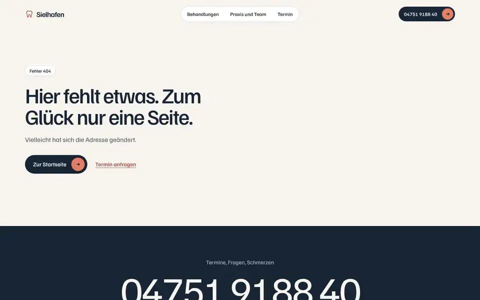 Sielhafen, page "404", first screen