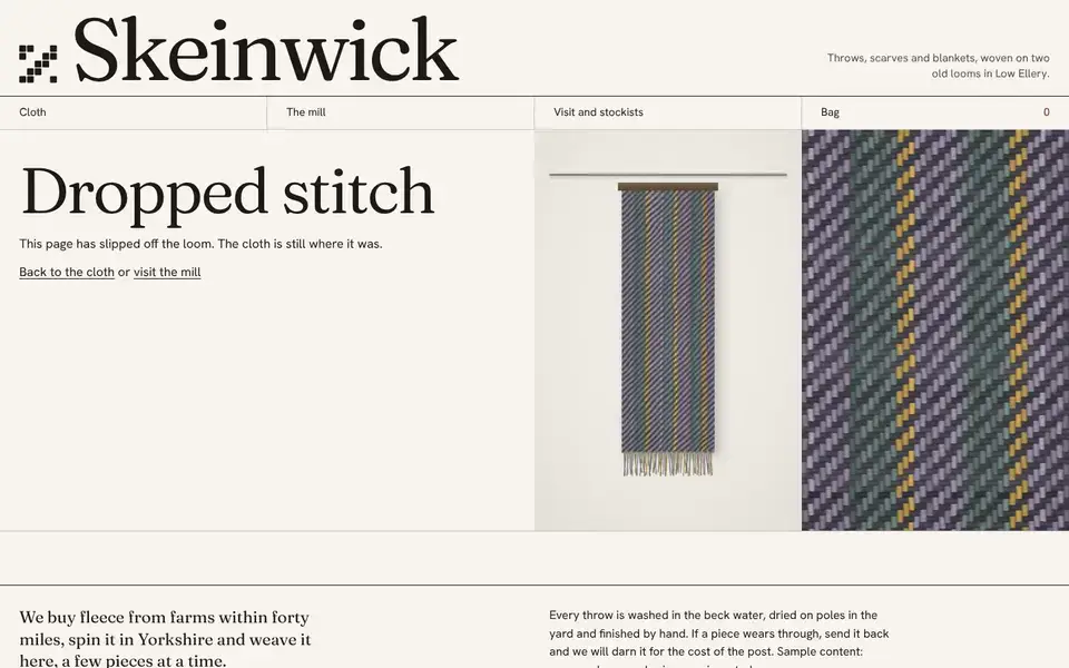 Skeinwick, page "404", first screen