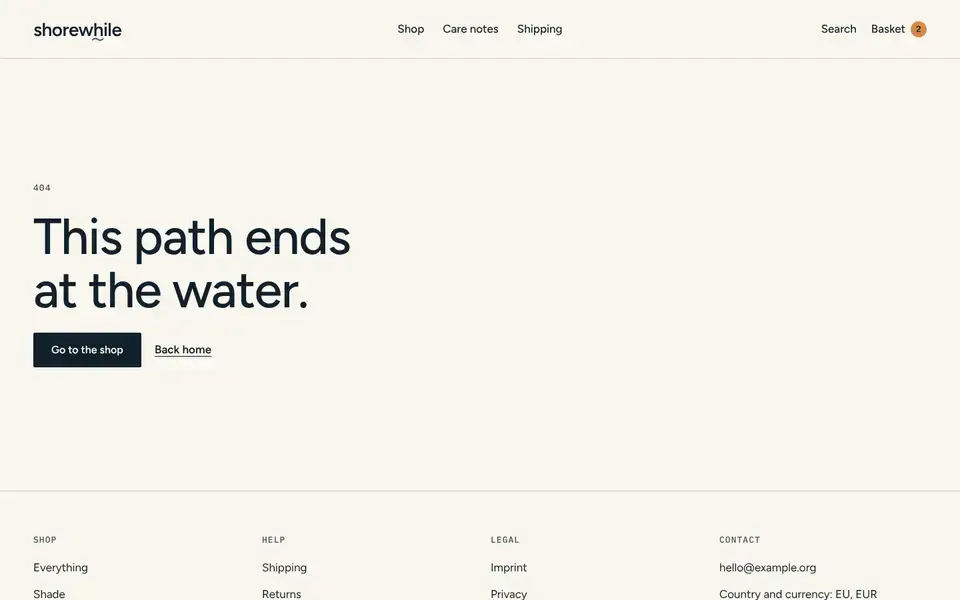 Shorewhile, page "404", first screen