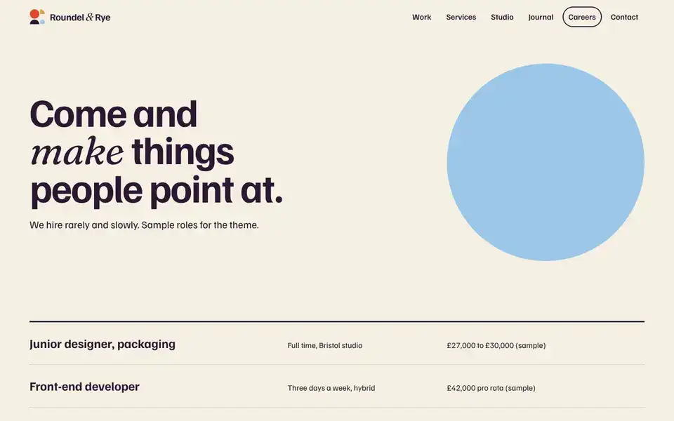 Roundel & Rye, page "Careers", first screen