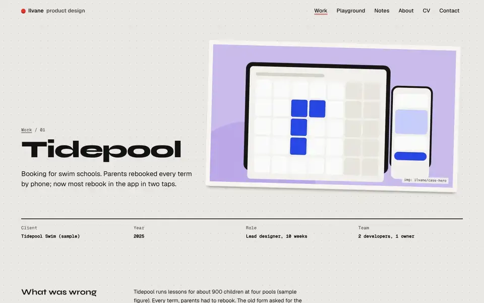 Ilvane, page "Case study: Tidepool", first screen