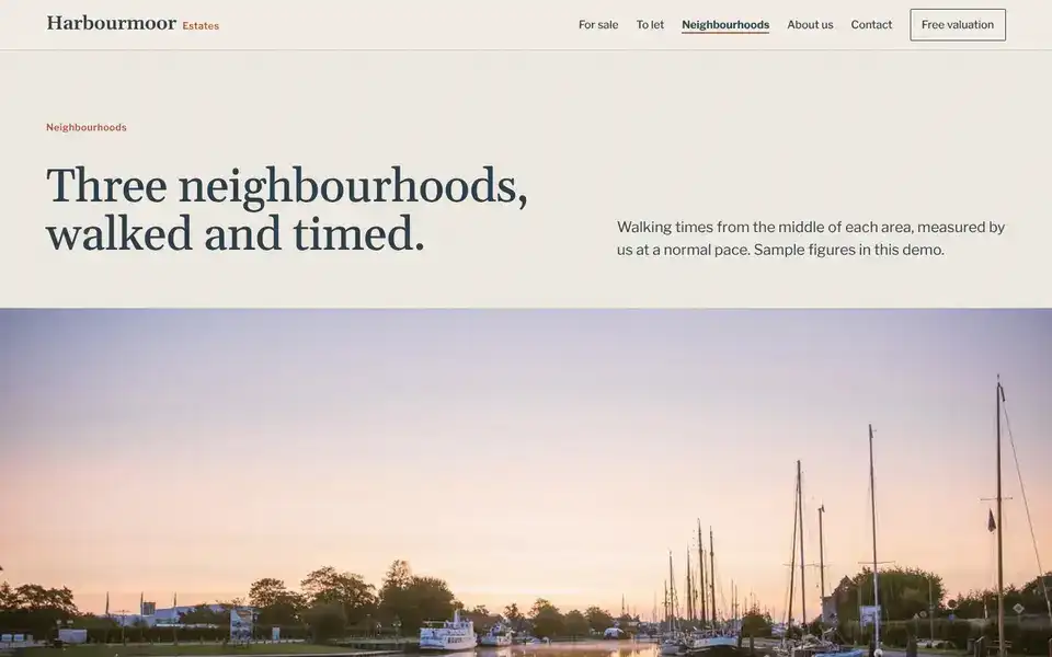 Harbourmoor, page "Neighbourhood guides", first screen