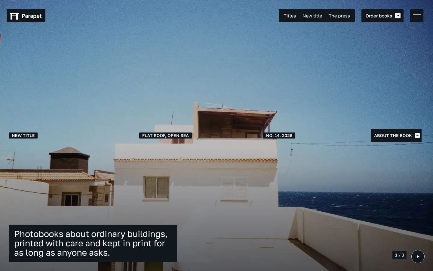 Parapet, Seite „Home“, erster Bildschirm