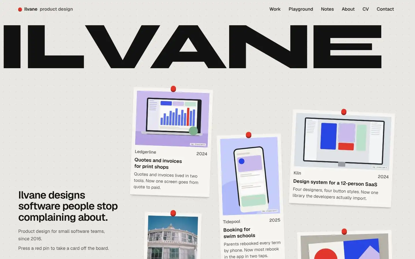 Ilvane, first screen on desktop