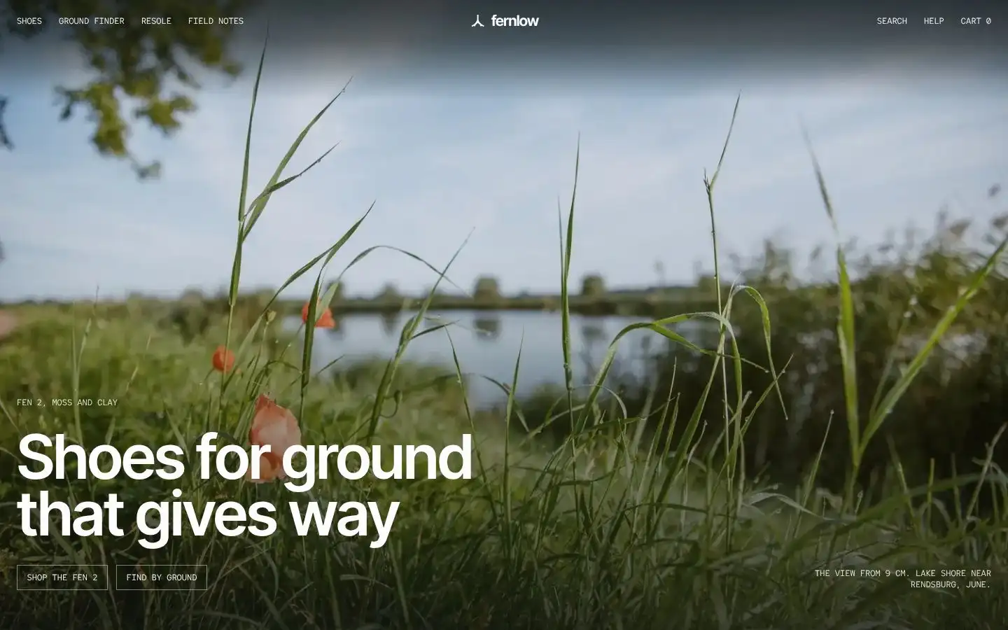 Fernlow, first screen on desktop