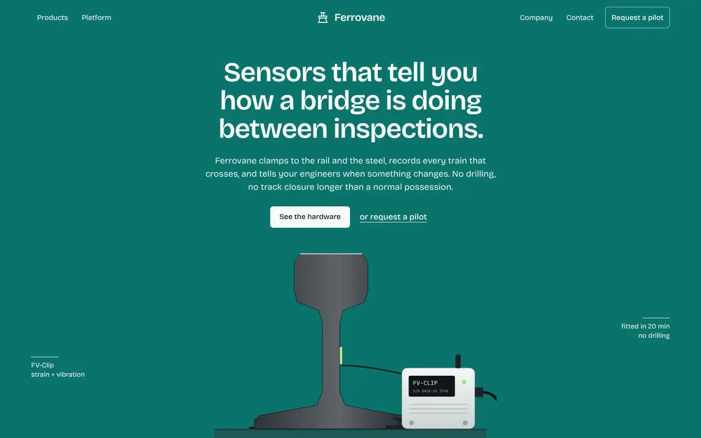 Ferrovane, page "Home", first screen