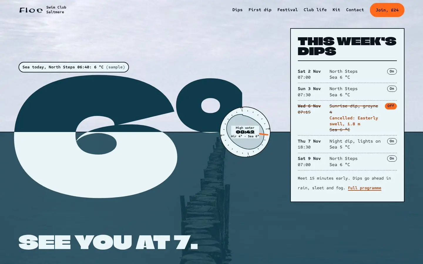 Floe, page "Home", first screen