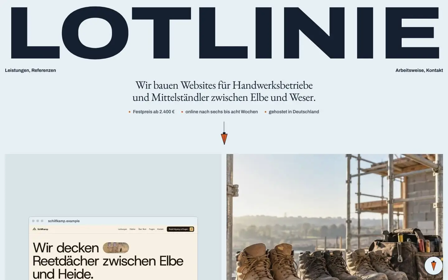 Lotlinie, page "Start", first screen