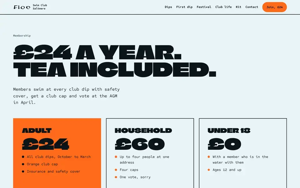 Floe, page "Membership", first screen