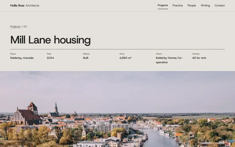 Hollis Brae, Seite „Project: Mill Lane housing“, erster Bildschirm