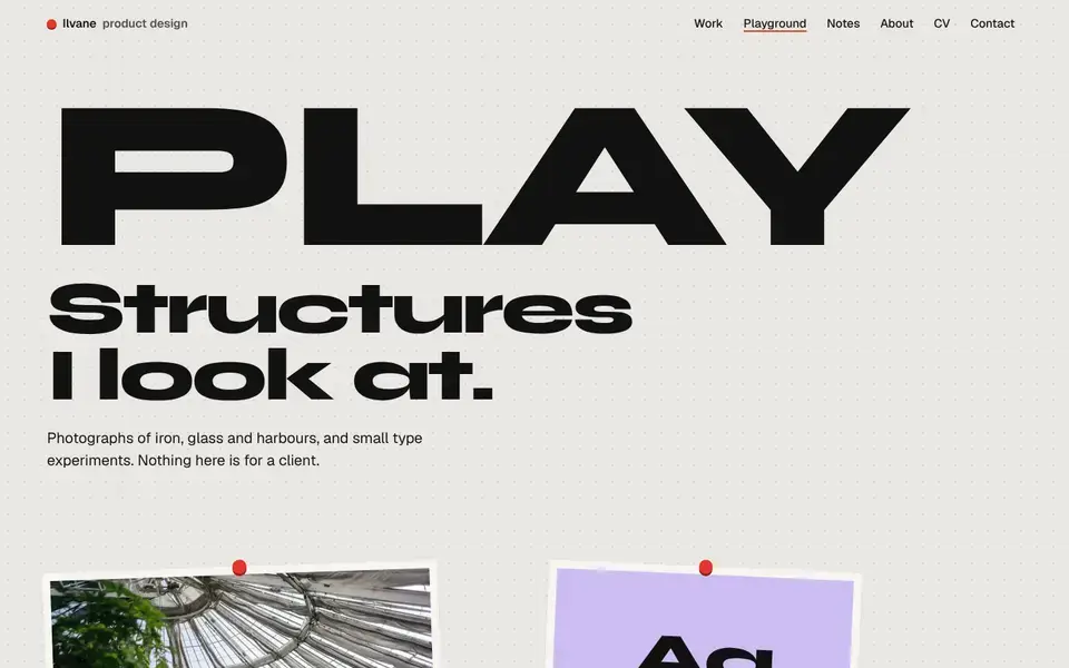 Ilvane, page "Playground", first screen