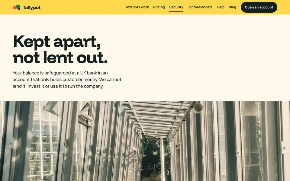 Tallypot, page "Security", first screen