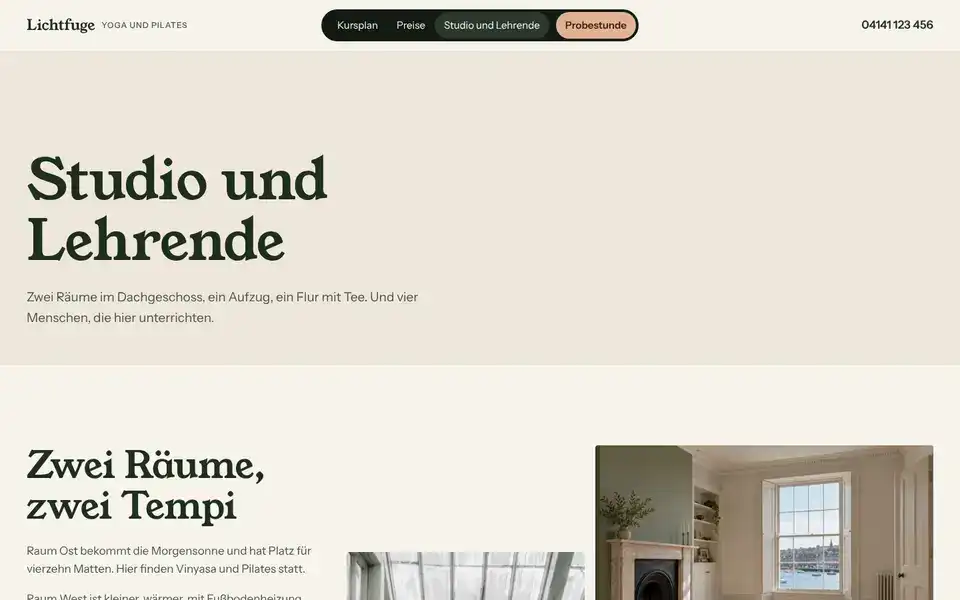 Lichtfuge, page "Studio und Lehrende", first screen