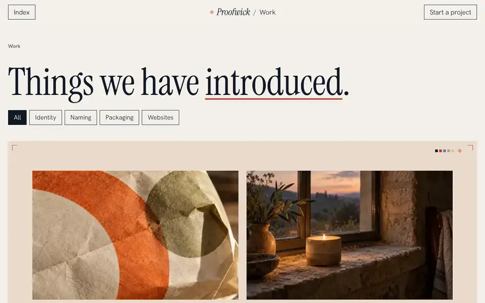 Proofwick, page "Work (index with filter)", first screen