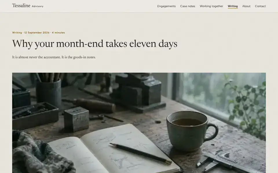 Tessaline, page "Writing (article)", first screen